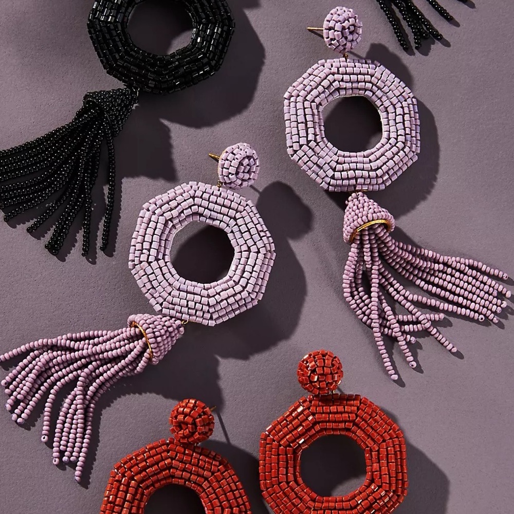 Anthropologie Deepa Gurnani Aisha Drop Earrings - Lavender- NWT - Picture 3 of 16